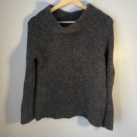 Anthropologie Moth Sweater Women Sz‎ XS Grey Off Shoulder Long Sleeve Wool Blend - Picture 6 of 7